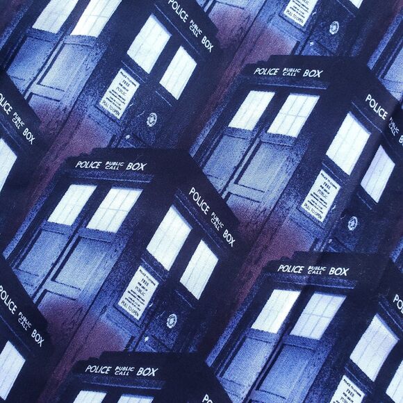 Doctor Who Packed Tardis Fabric New Unused 43" x 46" Blue Purple CP51563 - Picture 1 of 6